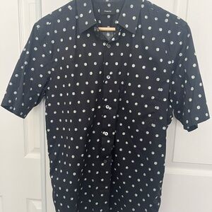 Theory Men's Black Polka Dot Shirt